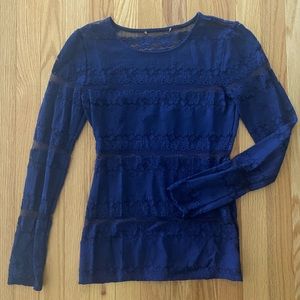 Sheer Blue Lace Long Sleeve